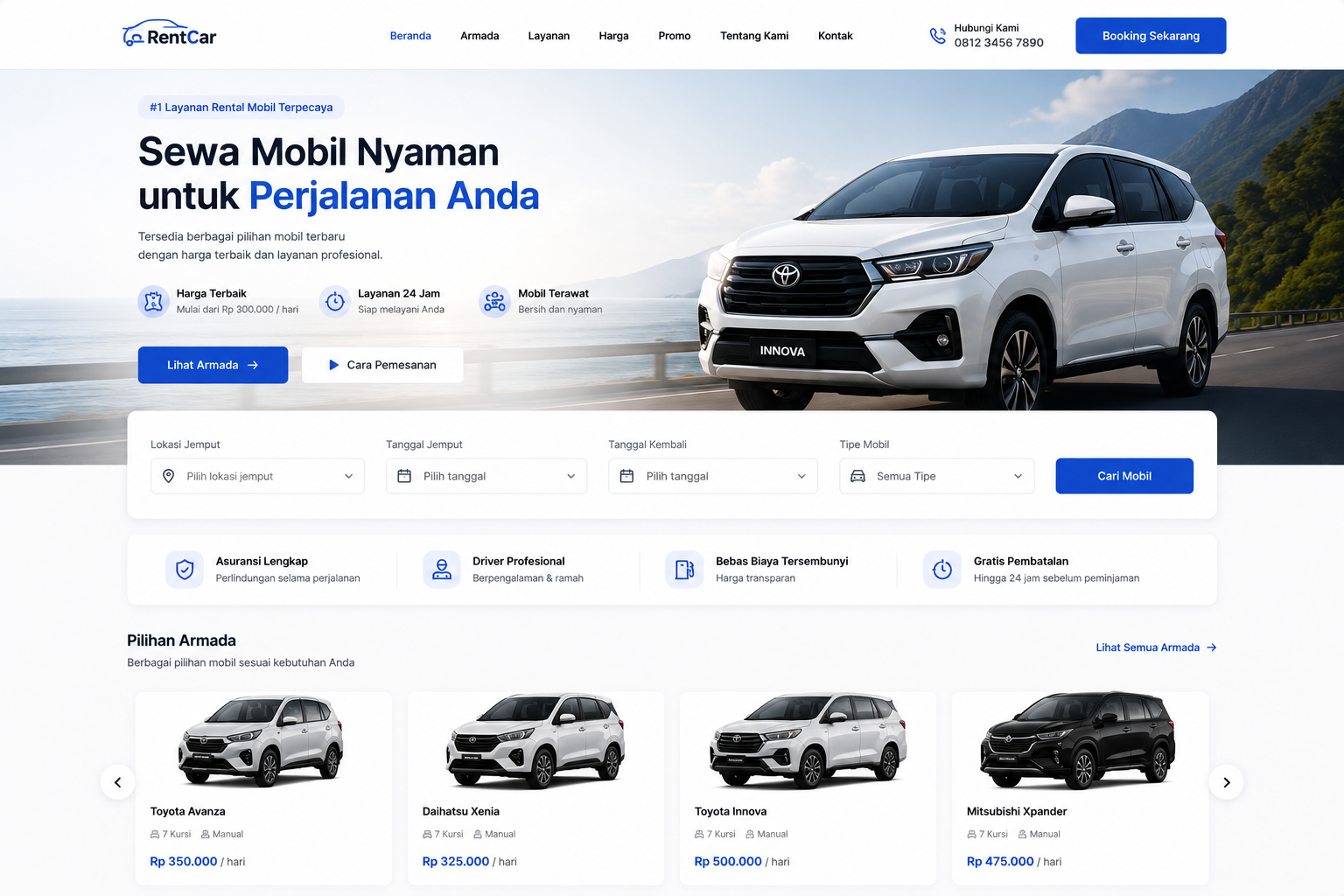 Car Rental Booking System tampilan 1